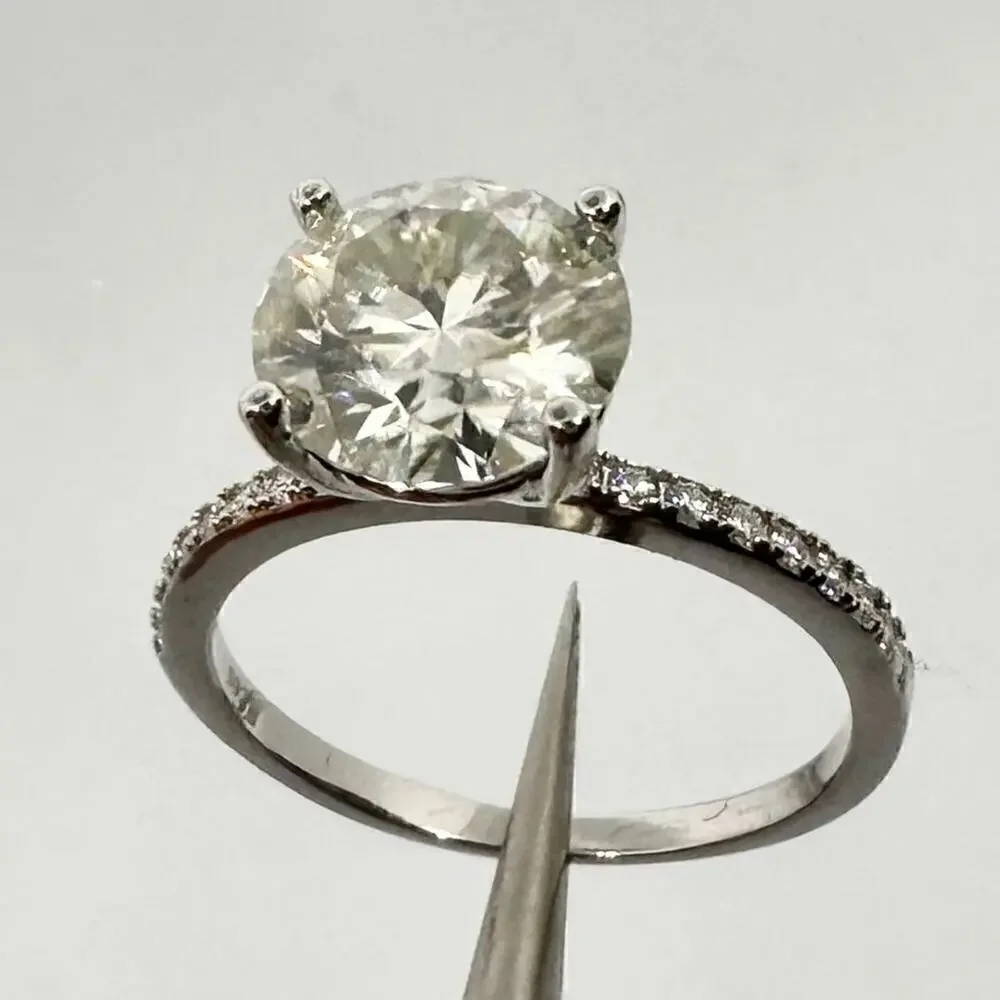 Moissanite Diamond Engagement Ring 2 Ct Brilliant 18K Finish GRA Size 8